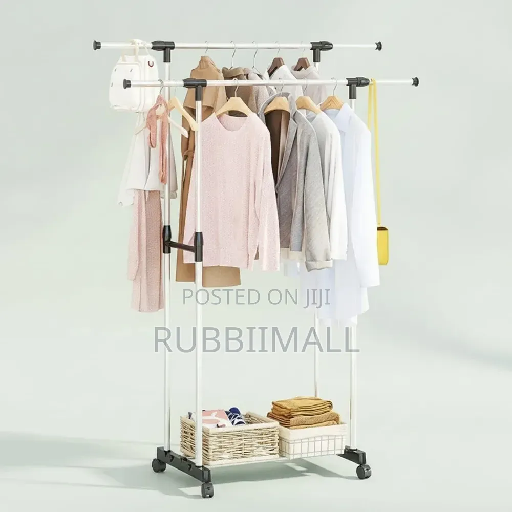 Portable Double-Rod Clothes Rack 85 - 140cm