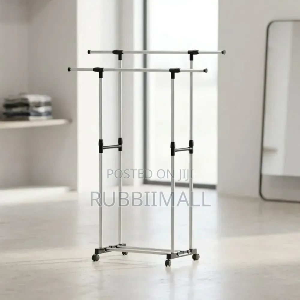 Portable Double-Rod Clothes Rack 85 - 140cm