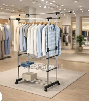 Portable Double-Rod 3 Layer Clothes Rack 85-140cm