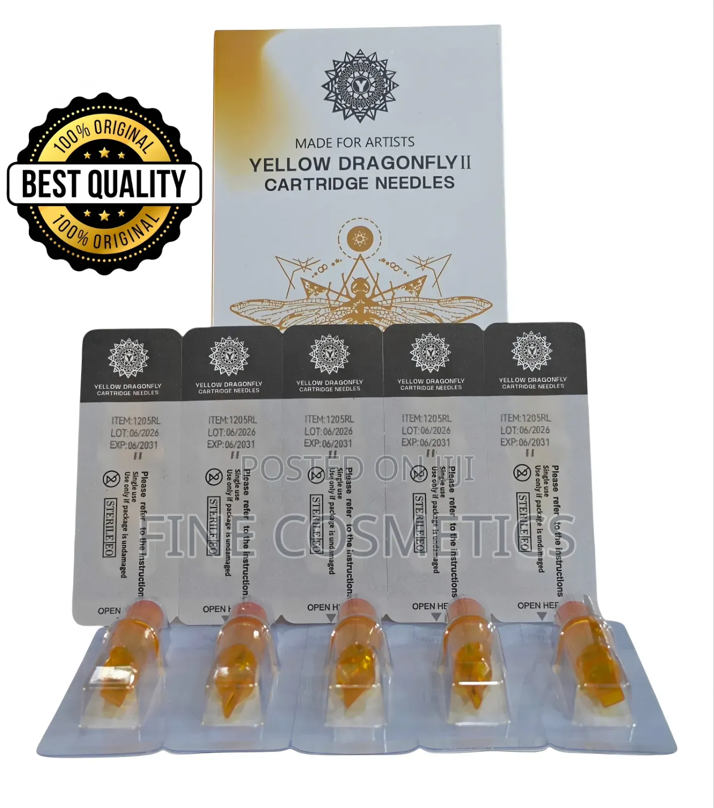 20PCS Yellow-Dragonfly Premium Cartridge Tattoo + Microblading Needles