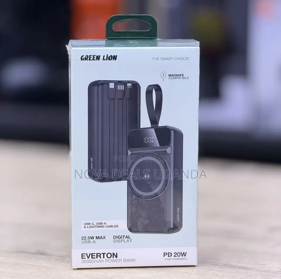 Green Lion Everton 30000mah Power Bank 22.5W With USB A, USB C Cable