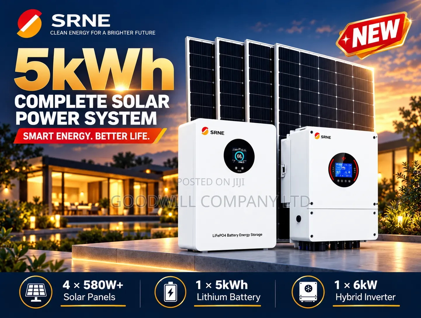 5kwh 24v Sungo Energy Hybrid/Lithium Solar System