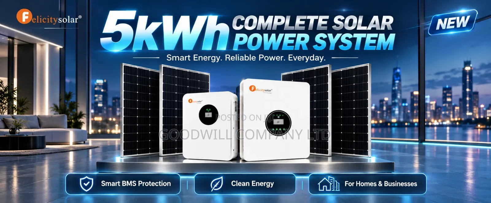 5kwh Lakeside Hybrid/Lithium Solar Energy System Full Kit