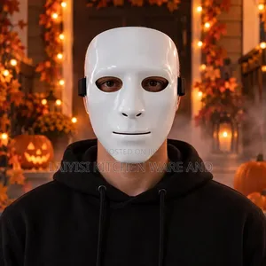 Goldedge Straight Blank Face Halloween Mask, White