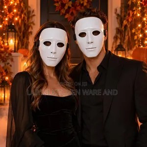Goldedge Straight Blank Face Halloween Mask, White