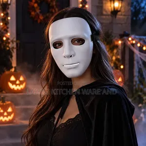Goldedge Straight Blank Face Halloween Mask, White