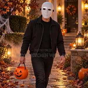 Goldedge Straight Blank Face Halloween Mask, White