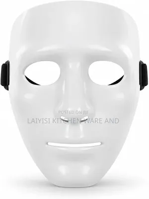 Goldedge Straight Blank Face Halloween Mask, White