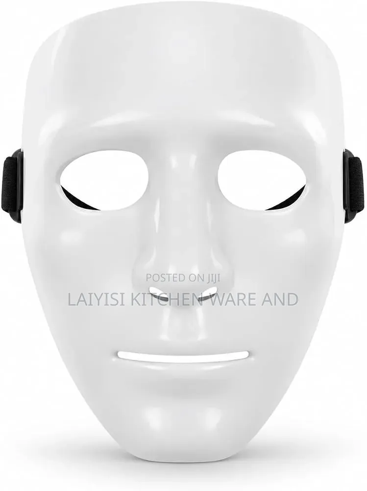 Goldedge Straight Blank Face Halloween Mask, White