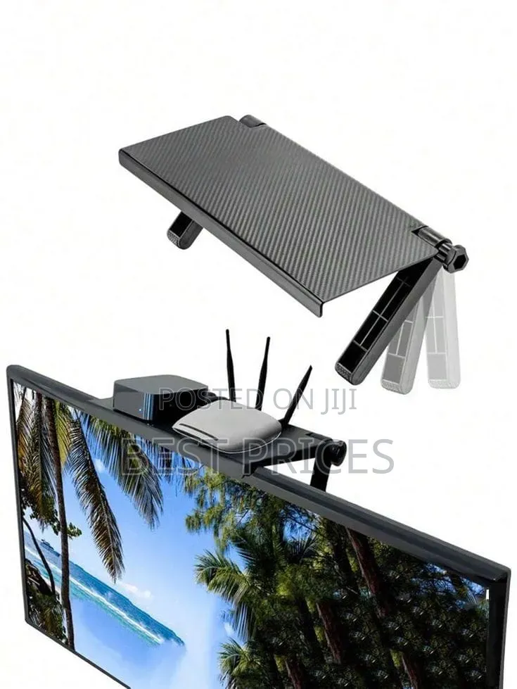 Adjustable TV Top Storage Shelf – Black