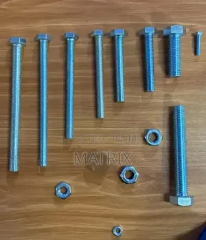 Hexagonal Bolts and Nuts Made of Steel for Corrosion Resistance.