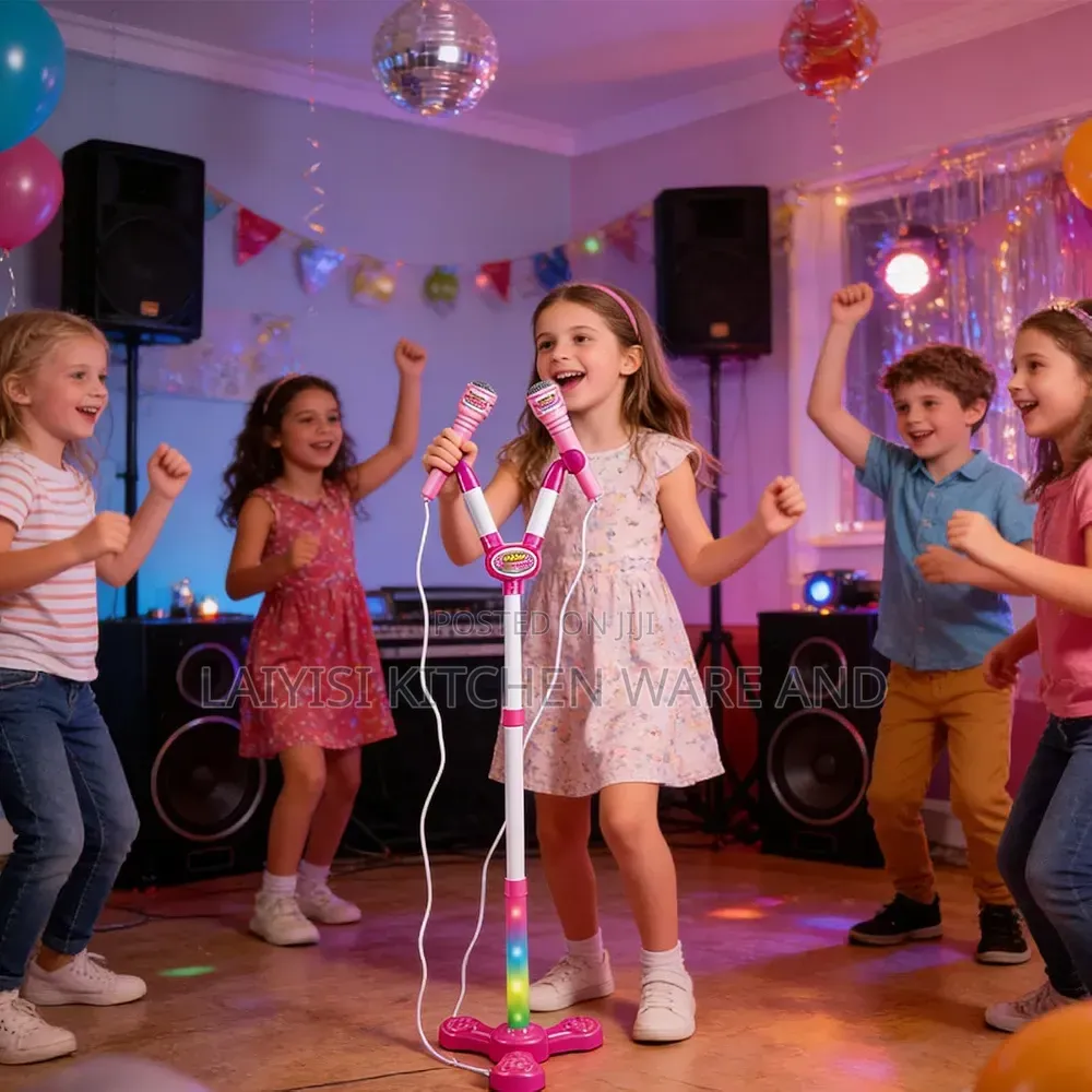 Stand Up Microphone Kids Karaoke Supplies With Colorful Light Karaoke