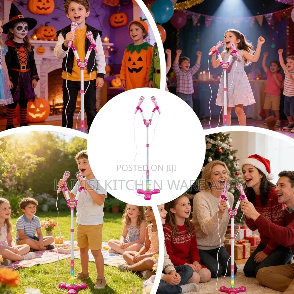 Stand Up Microphone Kids Karaoke Supplies With Colorful Light Karaoke