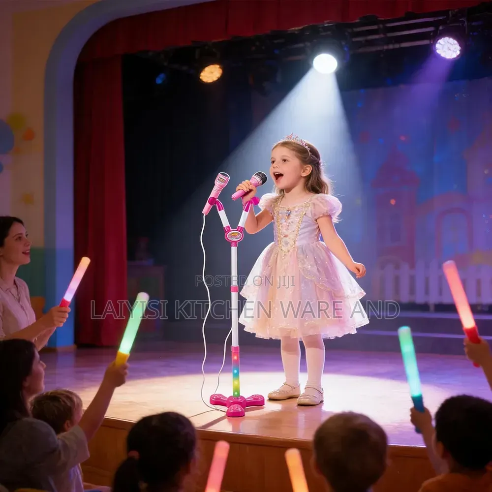 Stand Up Microphone Kids Karaoke Supplies With Colorful Light Karaoke