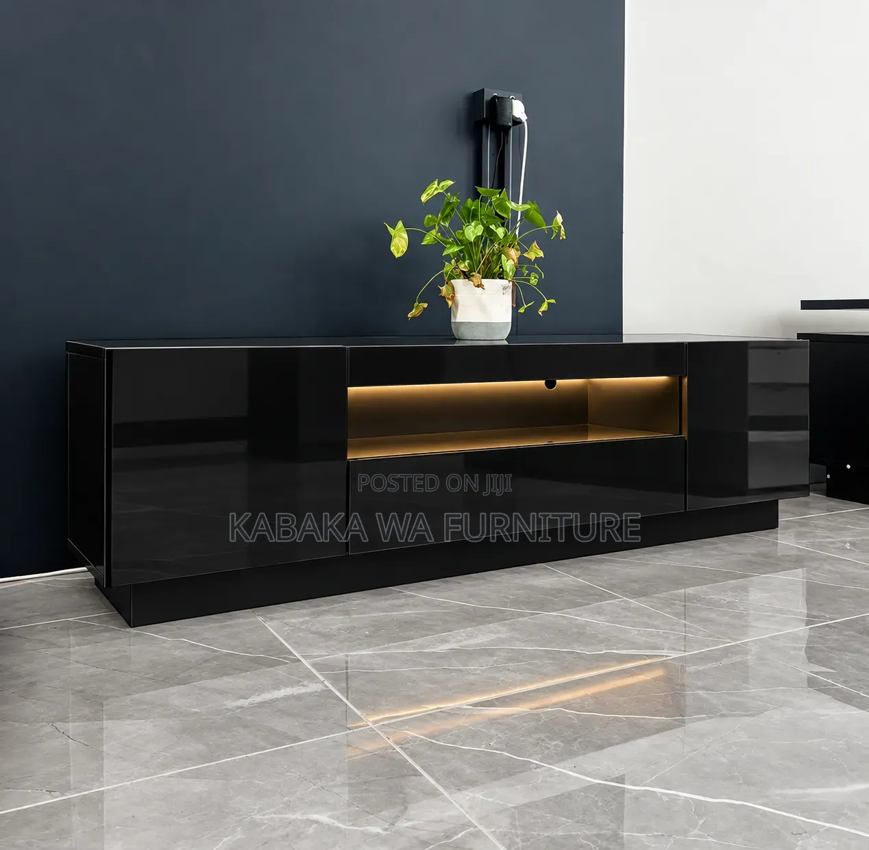 Modern |Wood |Stand With| LED Lights| TV Stand Black |