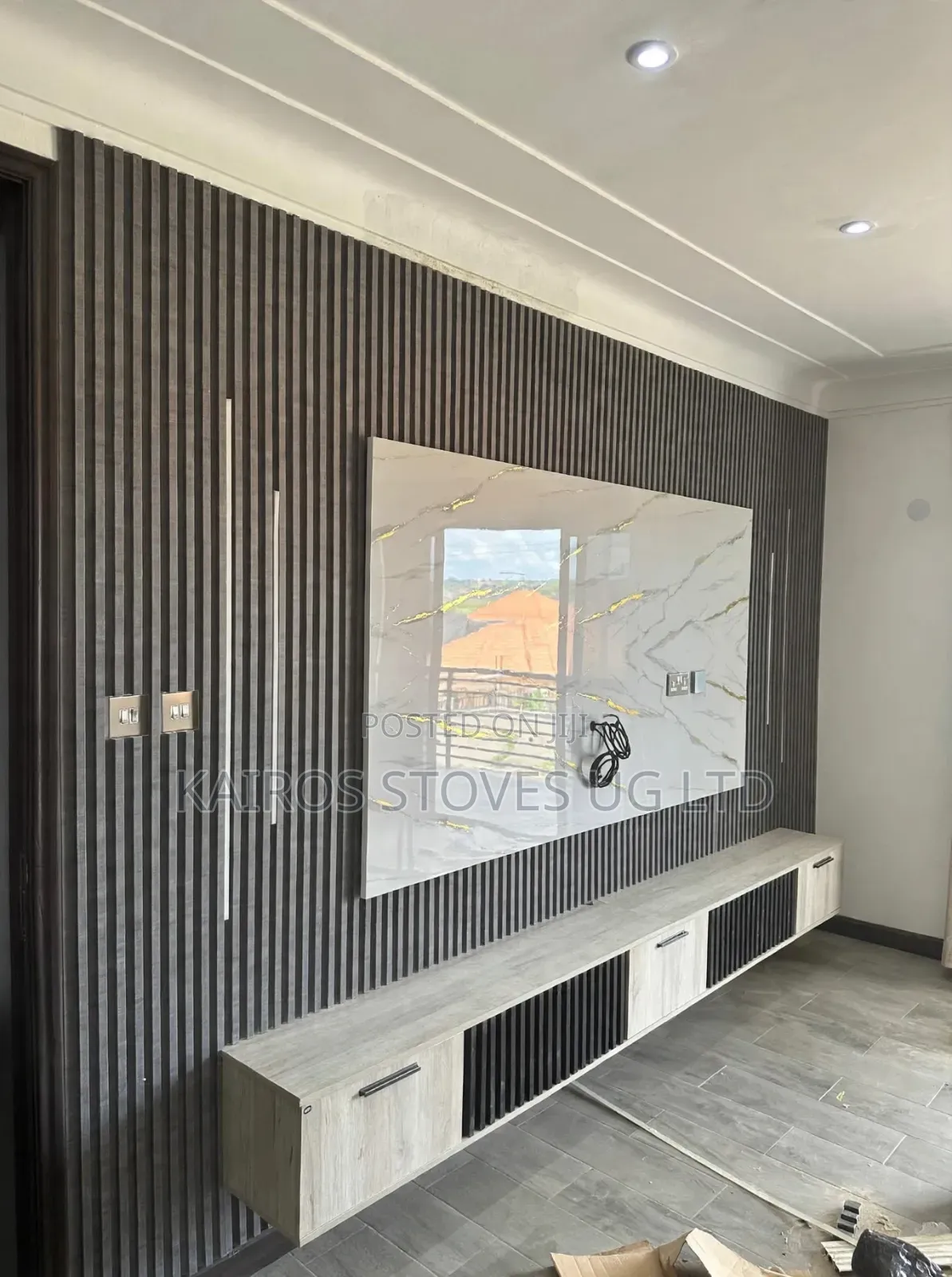 Modern Fluted TV Wall Unit Installation