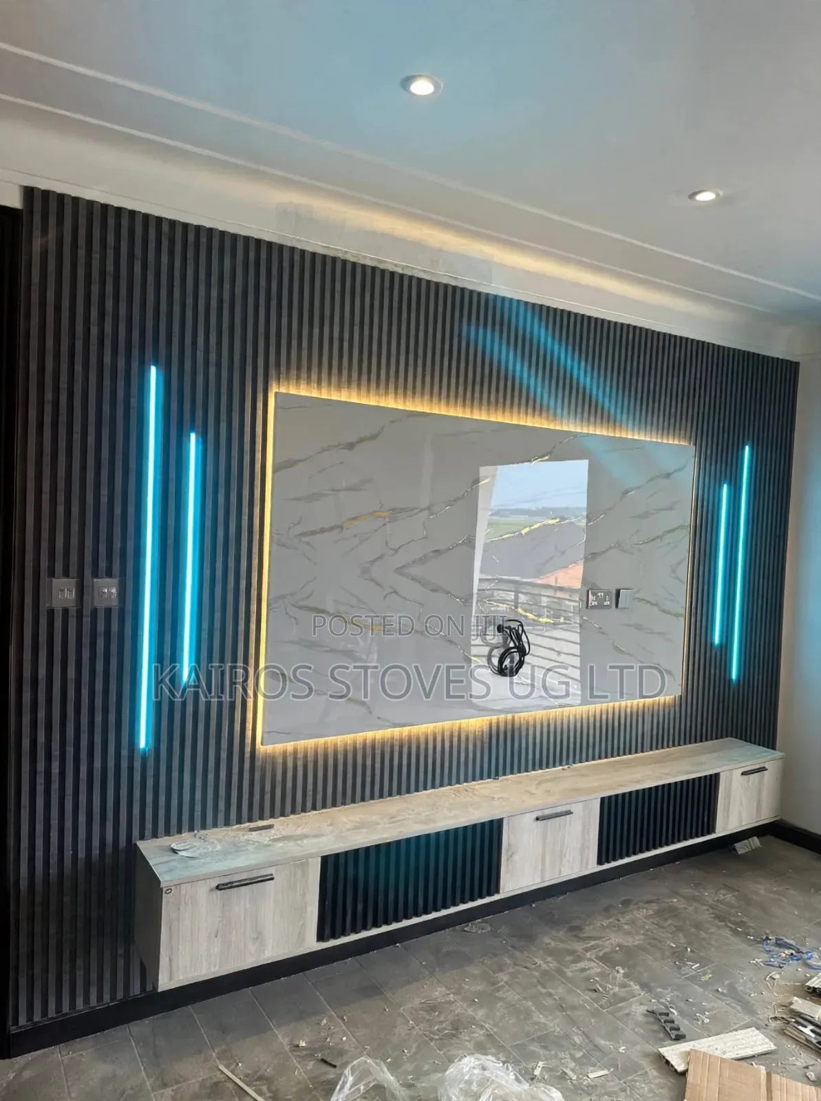 Modern Fluted TV Wall Unit Installation