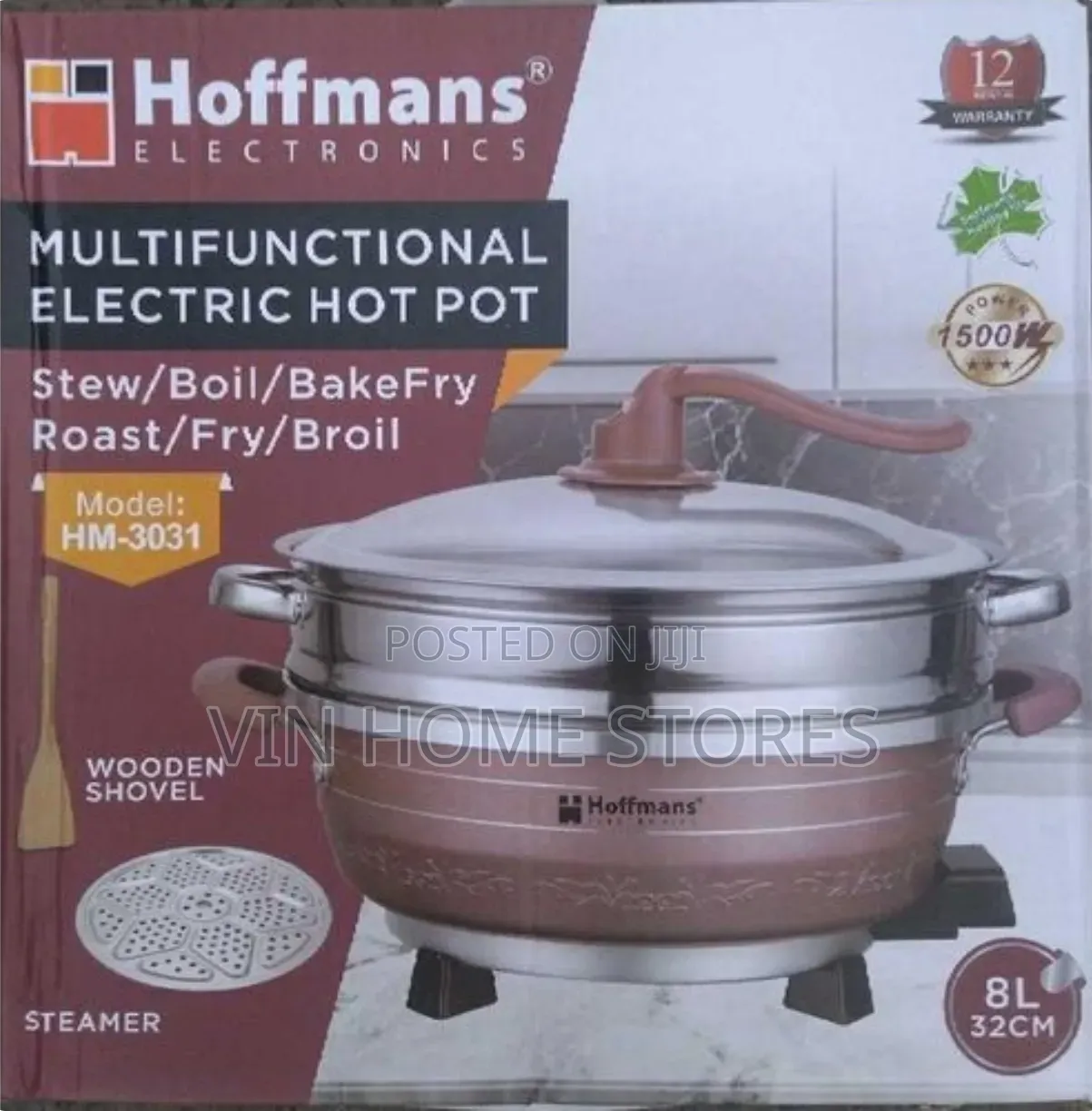 Multifunctional Electric Hot Pot With Steamer 8l
