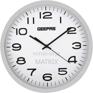 Geepas Round Wall Clock With Decorative Campagne, 36 Cm