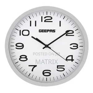 Geepas Round Wall Clock With Decorative Campagne, 36 Cm