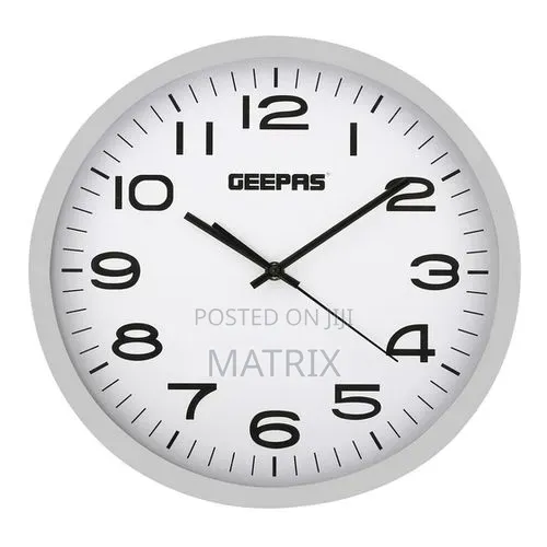 Geepas Round Wall Clock With Decorative Campagne, 36 Cm