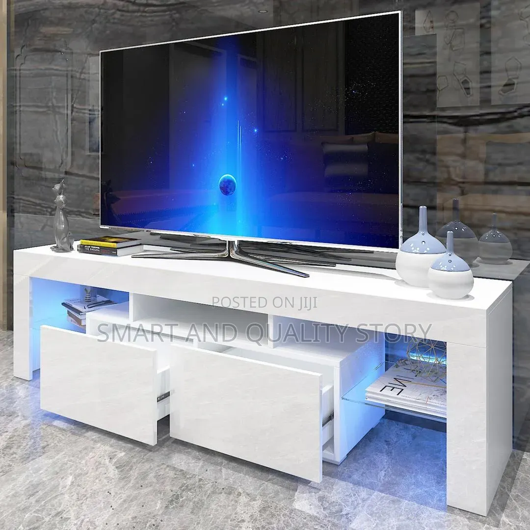 White Tvstand 1.5m TV Stand With Floating Shelves