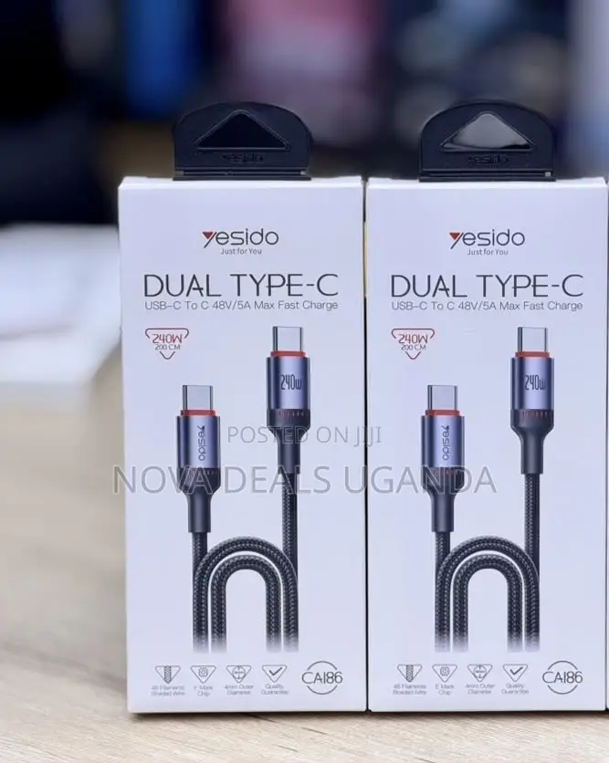 Yesido CA186 240W Type-C to Type-C Cable, 2M USB C Cable