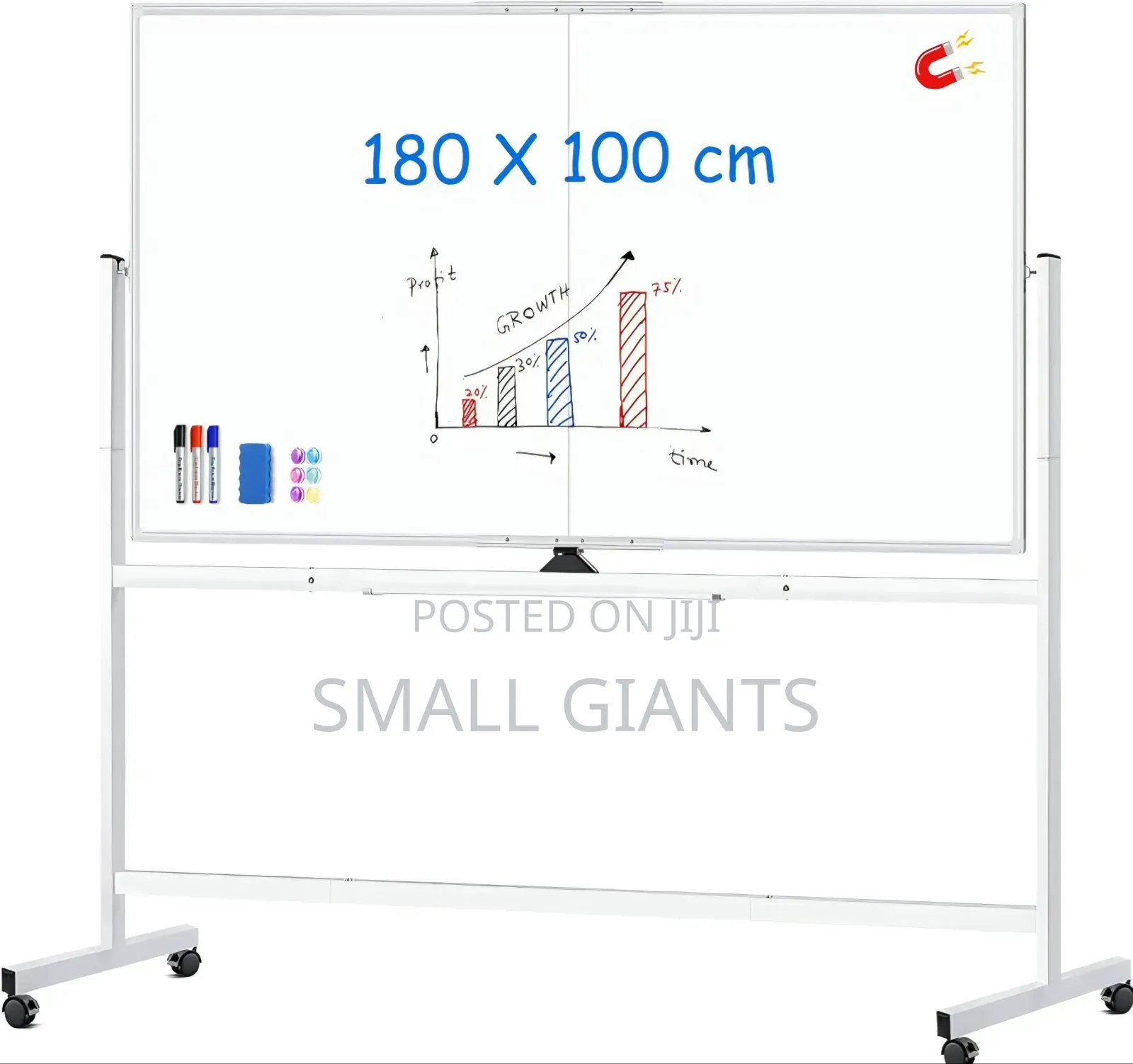 180 X 100 Cm Large Double Sided Magnetic Mobile White Board