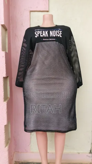 Black “Speak Noise” Mesh Dress