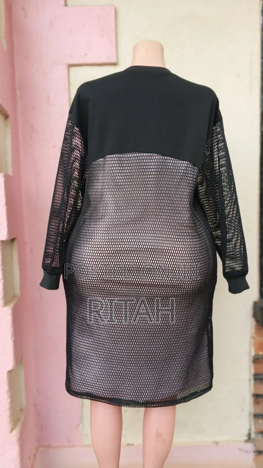 Black “Speak Noise” Mesh Dress