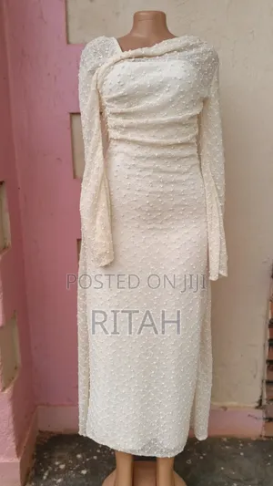 Elegant Cream Lace Midi Dress With Long Sleeves