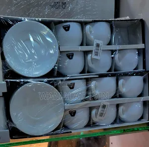 Aset of Ceramic Glasses and Matching Round Sources