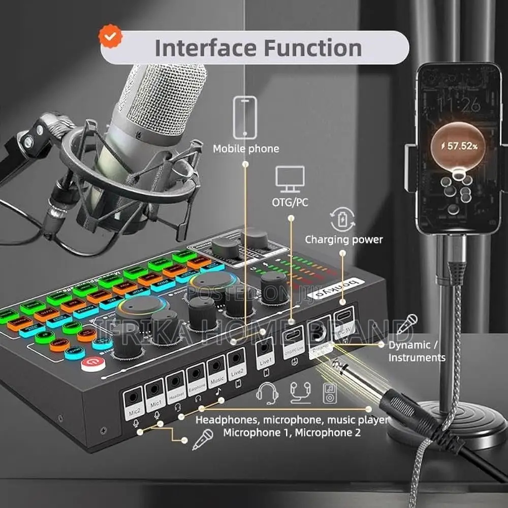 F999MAX Live Sound Card, Professional Audio Mixer & Noise Reduction,