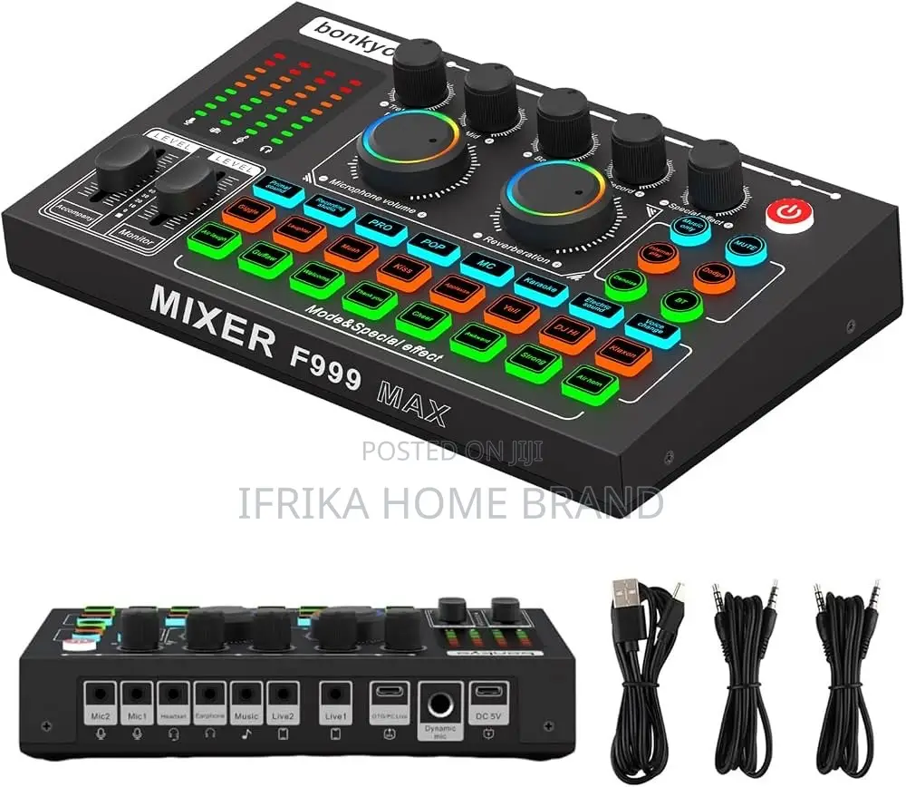 F999MAX Live Sound Card, Professional Audio Mixer & Noise Reduction,