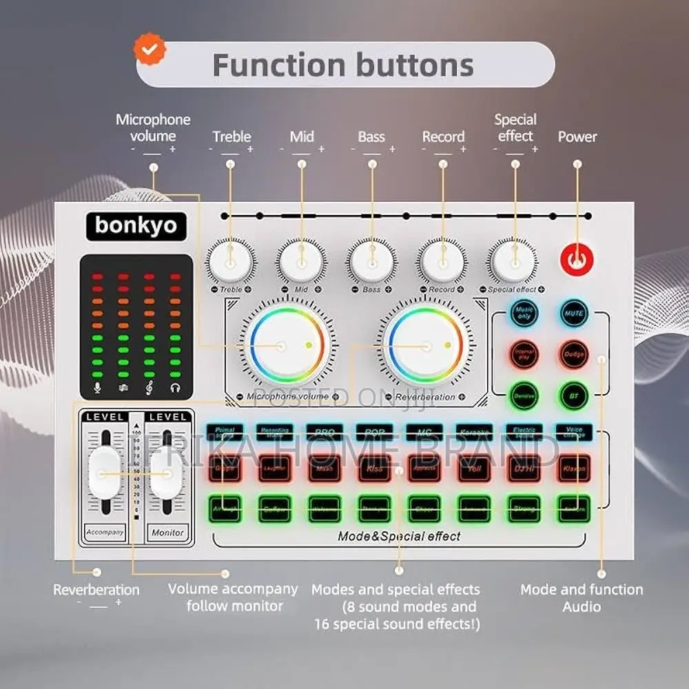 F999MAX Live Sound Card, Professional Audio Mixer & Noise Reduction,