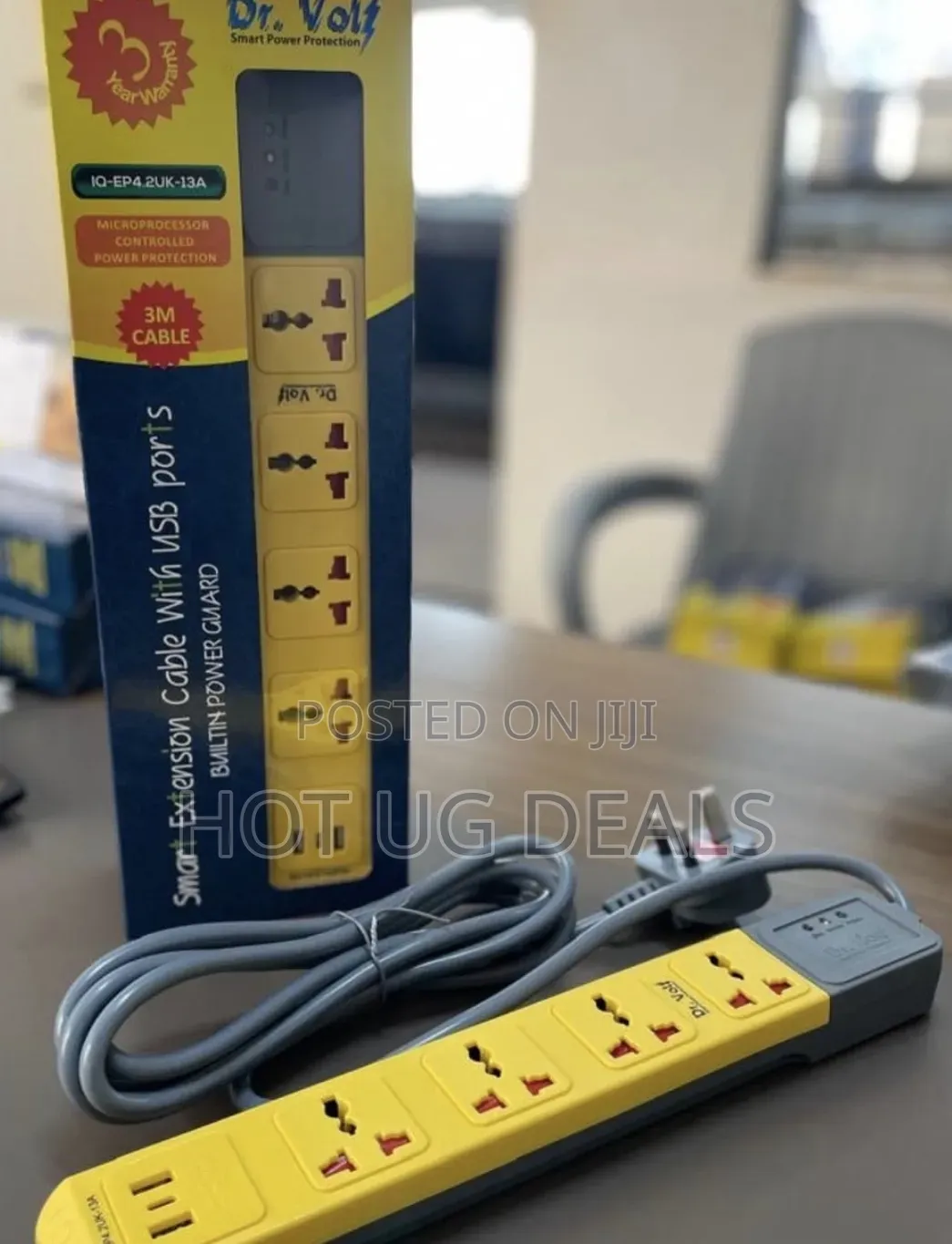 Dr. Volt 4-Way Extension Cable With USB & Built-in Power Guard | 3M
