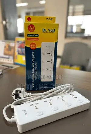 Dr. Volt 3-Way Extension Socket With 3 USB Charging Ports – 1.8 Meter