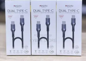 Dual Type-C to Type-C 240W Fast Charging Braided Data Cables (1.2m)