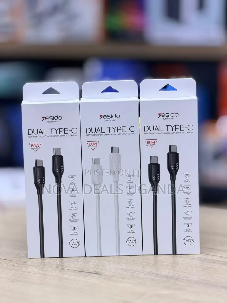 Yesido CA175 60W Fast Charging Type-C to Type-C Cable 1M