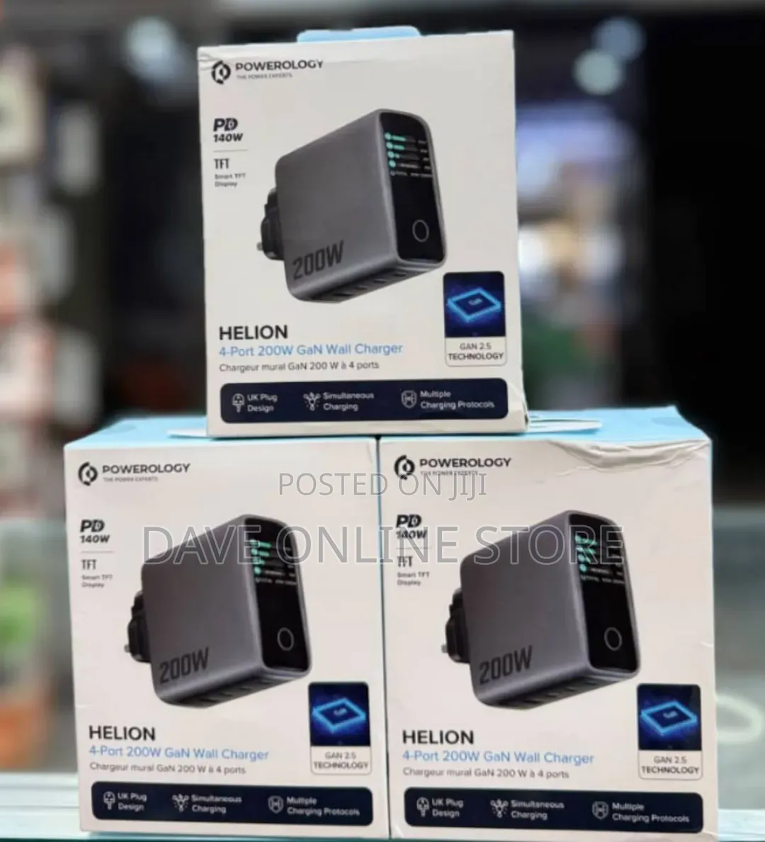 Powerology Helion 4-Port 200W GaN Wall Charger