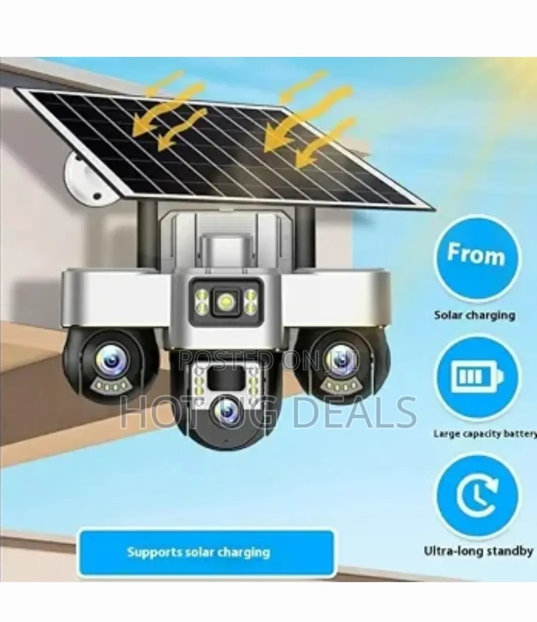 V380 Pro 3 Lens Solar Camera 360° Outdoor 4G Simcard Security Camera