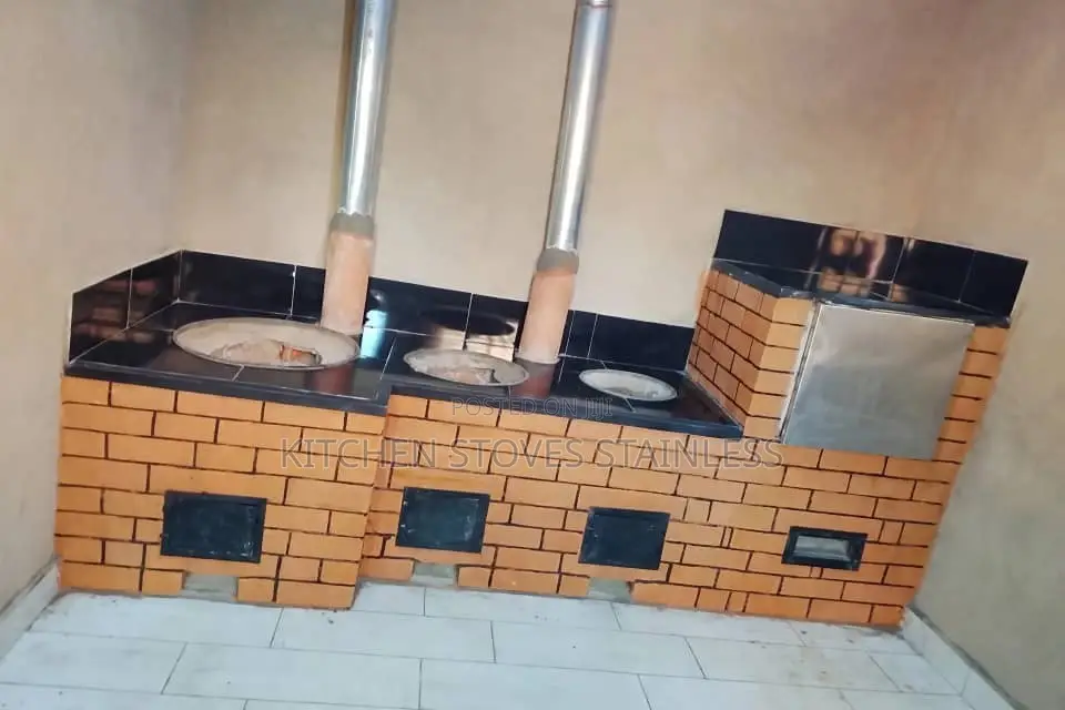 3-Burner Stove Using Both Firewood and Charcoal With Oven.
