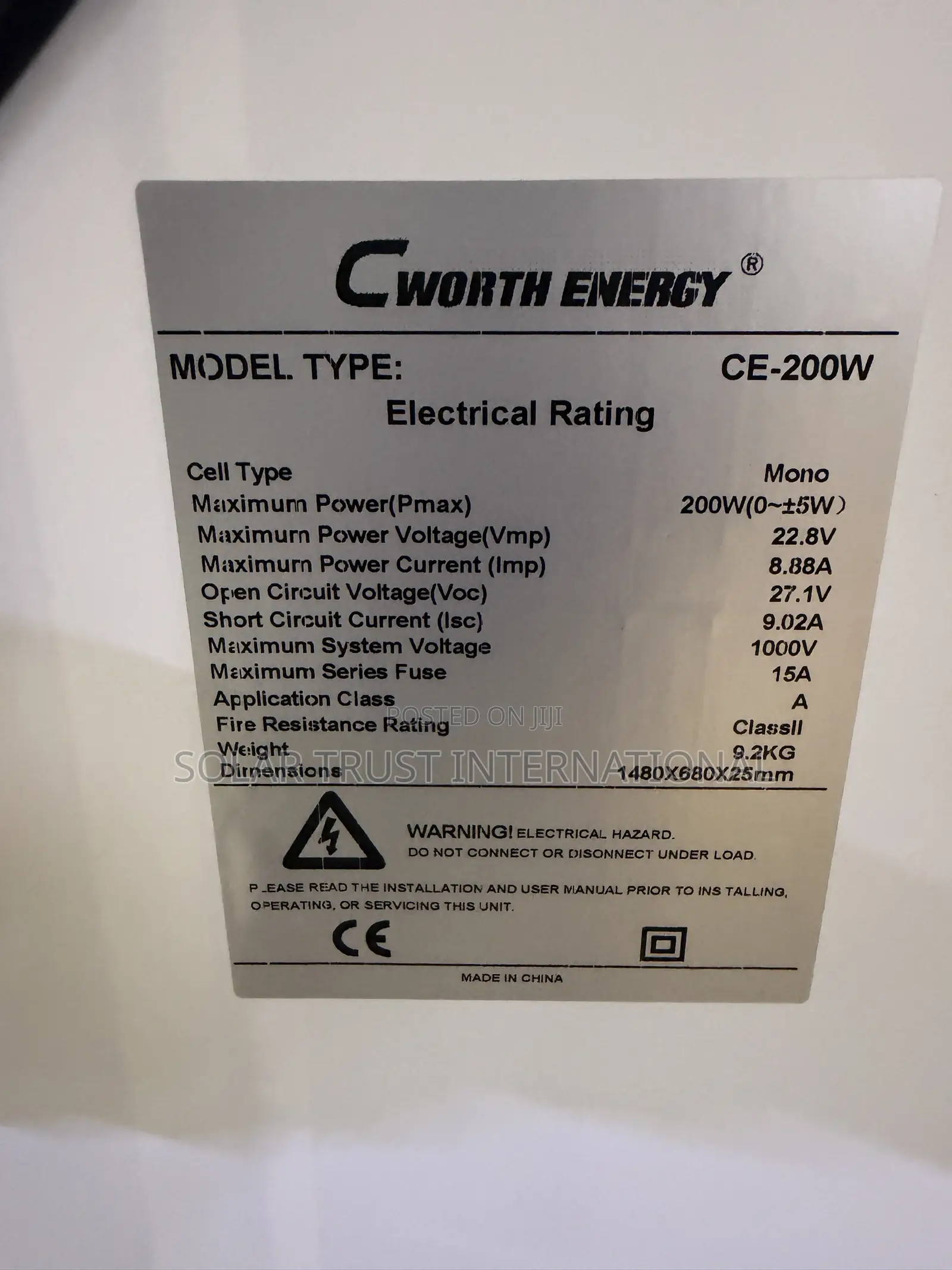 200Watts Solar Panel Monocrystalline