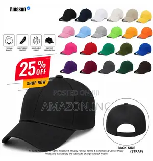 Plain Cap Adjustable Cotton Cap in Multiple Colours for Branding