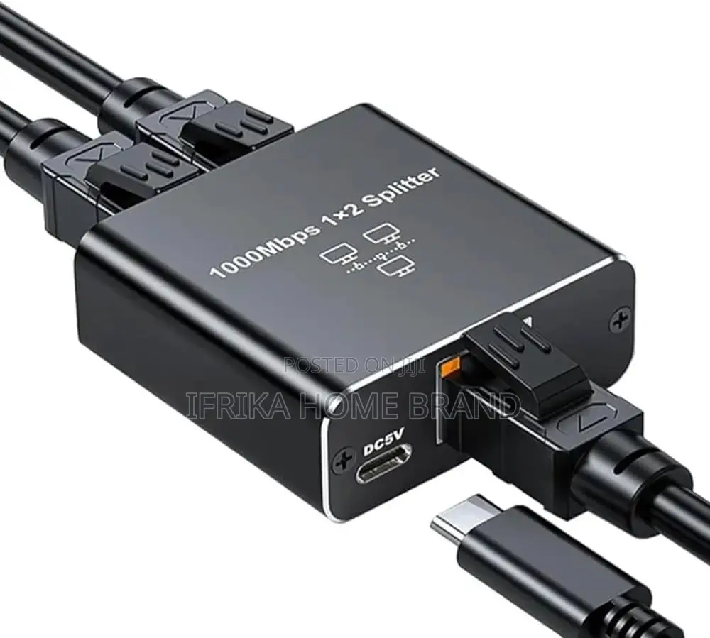 1000 Mbit/S RJ45-Ethernet 1 to 2 Splitter Adapter, 2 Ports