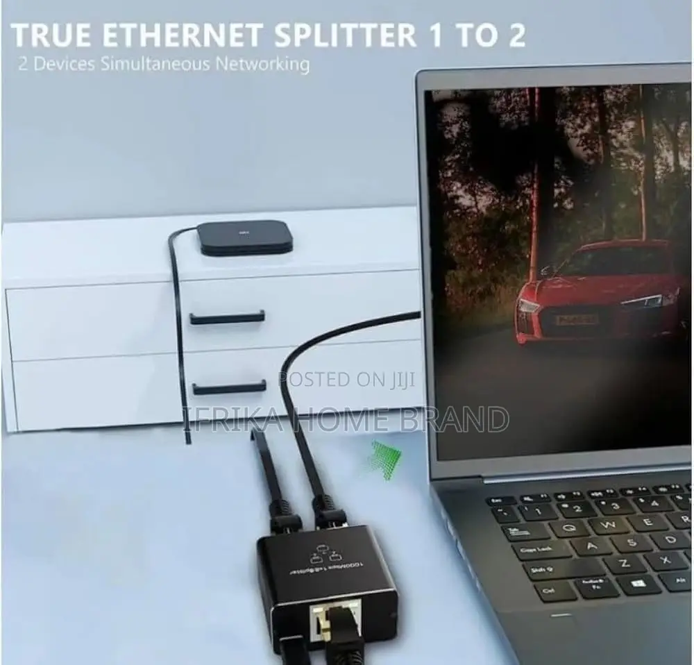 1000 Mbit/S RJ45-Ethernet 1 to 2 Splitter Adapter, 2 Ports