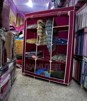 3 Column Portable Fabric and Wooden Frame Wardrobe Closet
