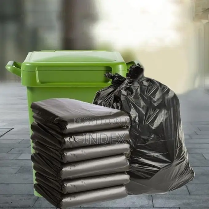 50pcs Trash Bag Garbage Big Capacity Commercial 20liters-Black