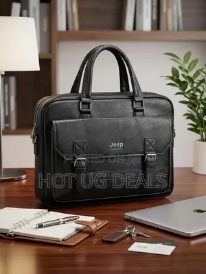 JEEP BULUO Men's Leather Briefcase | 14" Laptop Bag & Messenger Bag