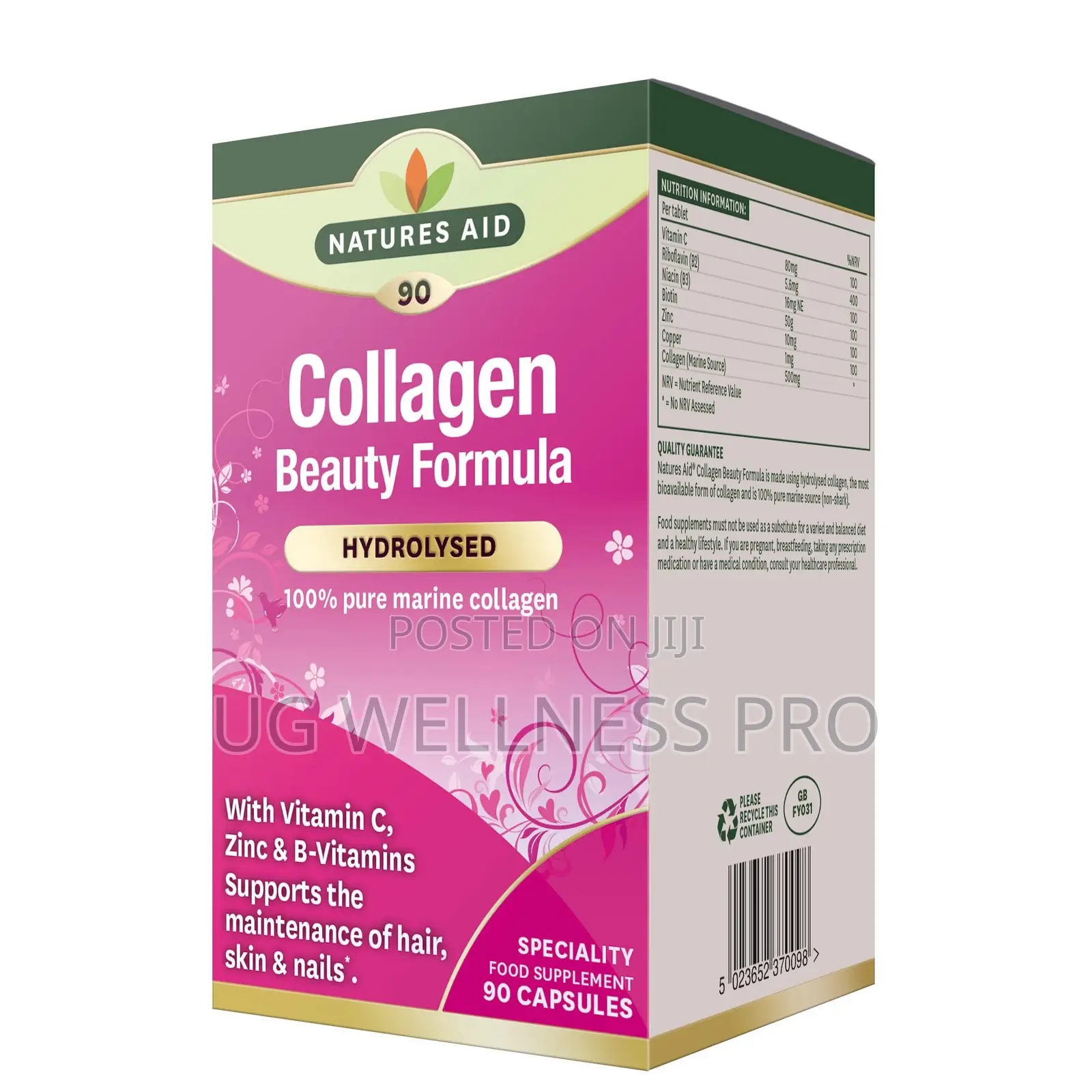 Natures Aid Collagen Beauty Formula (90 Capsules) High Strength Marin